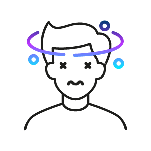 icona che rappresenta una sensazione di vertigini o svenimento